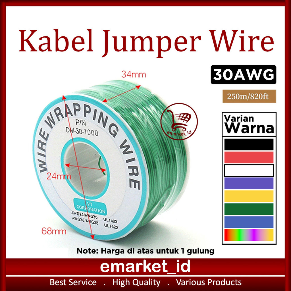 EM Kabel Jumper Wire 30AWG AL97 / Wrapping PCB Mini Kecil Kawat Breadboard / Penjualan Pabrik Engkel