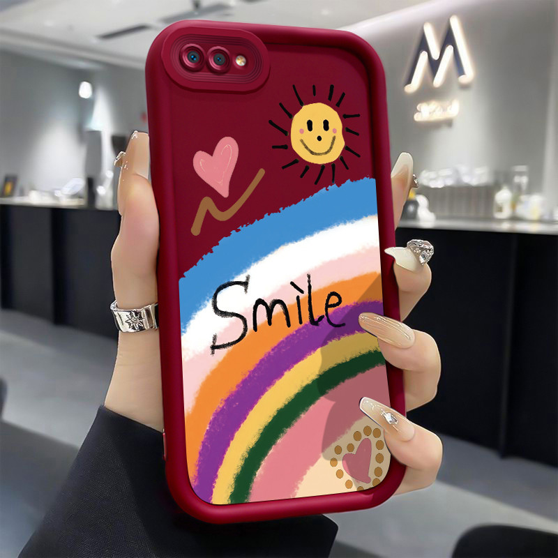 Casing Hp untuk Realme C2 C2s OPPO A1K Case Sun rainbow Kasing Tidak berbau Cesing Kesing Silikon So