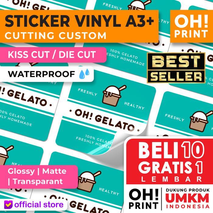 Cetak Stiker Label Vinyl / Transparan A3+ size kecil 4-8 cm2