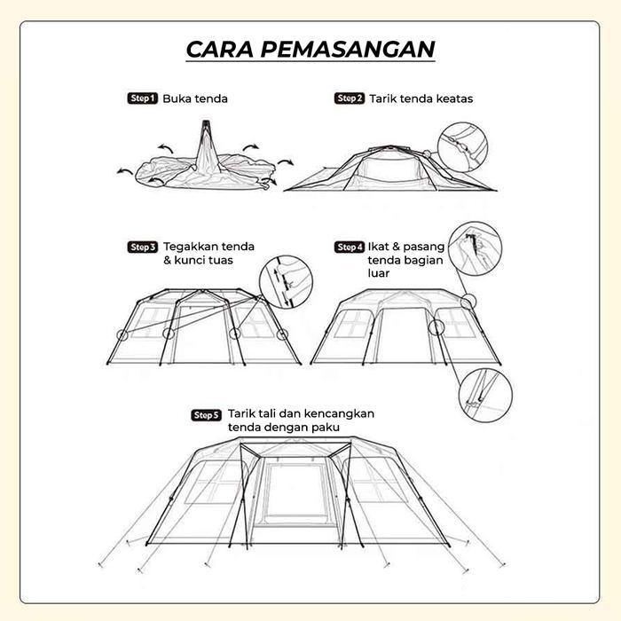 Tenda Camping Tent Village Besar 8 - 12 Orang Tenda Camping Keluarga Tenda Glamping Waterproof Tenda