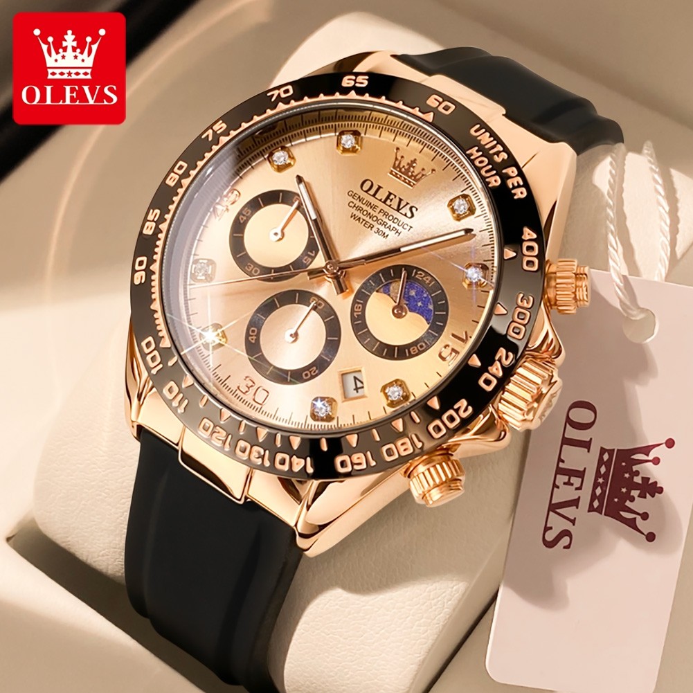 OLEVS 2875 Sports Timer Calendar Shockproof Luminous Luxury Quartz Watch for Men Waterproof Mens