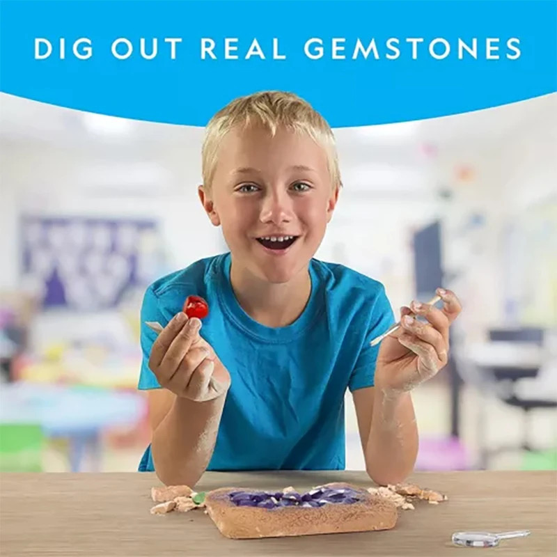 STEM Mega Gemstone Dig Kit-dig and discover stone dig toys set child educational crystal mining Kids