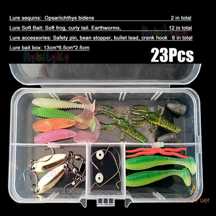 23Pcs Soft Lure 1set Soft Bait Fishing Lure Umpan Pancing Gabus Umpan Lembut Soft Lure Casting Umpan