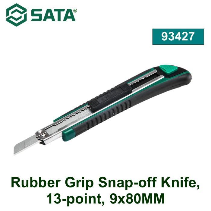 Terlaris SATA 93427 - Pisau Cutter 9 x 80 mm Snap Off Utility Knife 13 Segmen Rubber Grip SALE