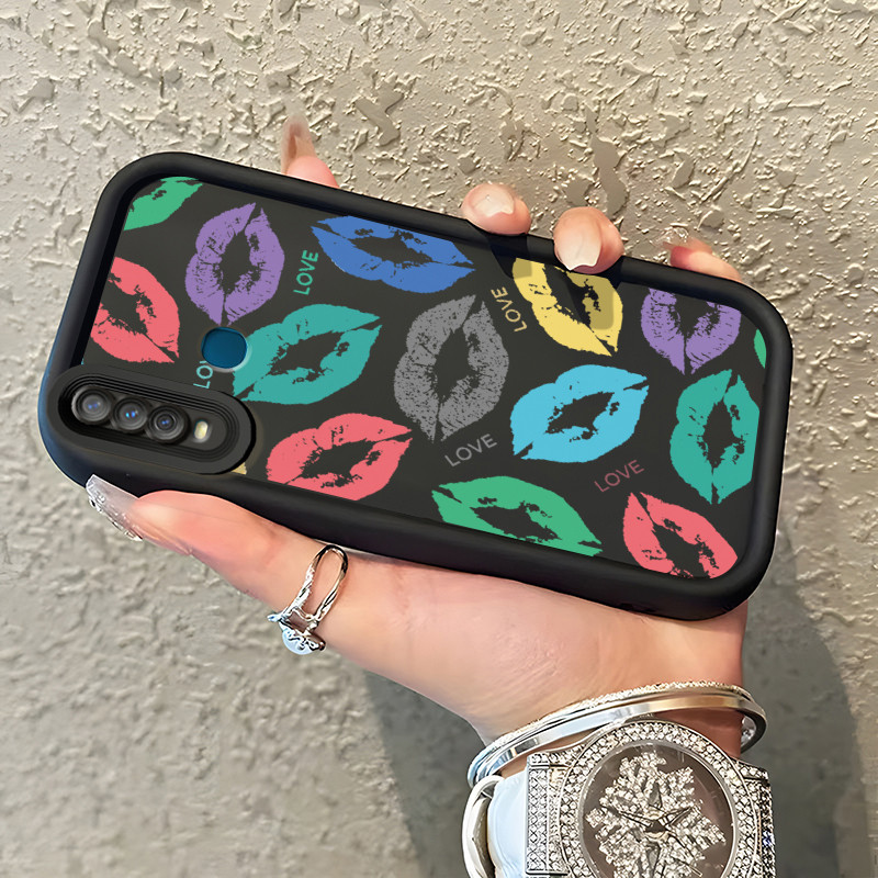 Casing Hp untuk VIVO Y12 Y12i Y15 Y17 Y3 Y3s Case Bekas Bibir Warna-warni Kasing Anti Cepat Rusak si
