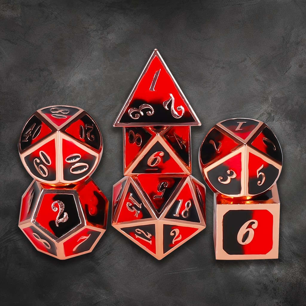 DND Dice Set -7pc Random Metal Polyhedral Dice for D&D RPG MTG Role Playing Table Party Games & DM &