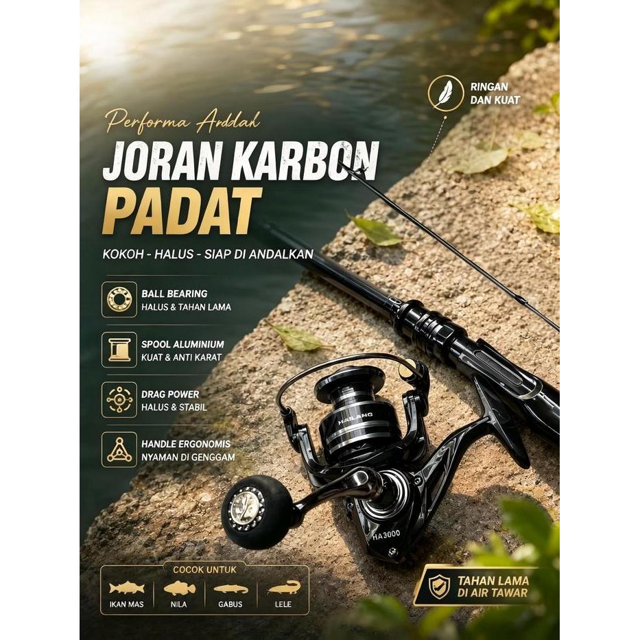 Daido Fishing - Hailang Joran Pancing Spinning Rod Action Ultralight 1.80-2.10M Bahan Carbon Solid
