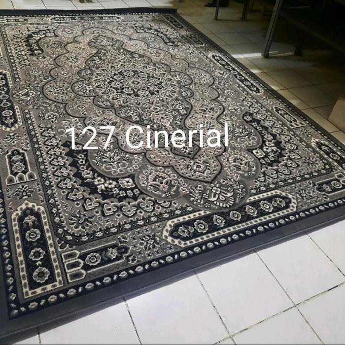 Karpet Permadani Jumbo 210X310Cm Motif Klasik Coklat Cream Abu-Abu
