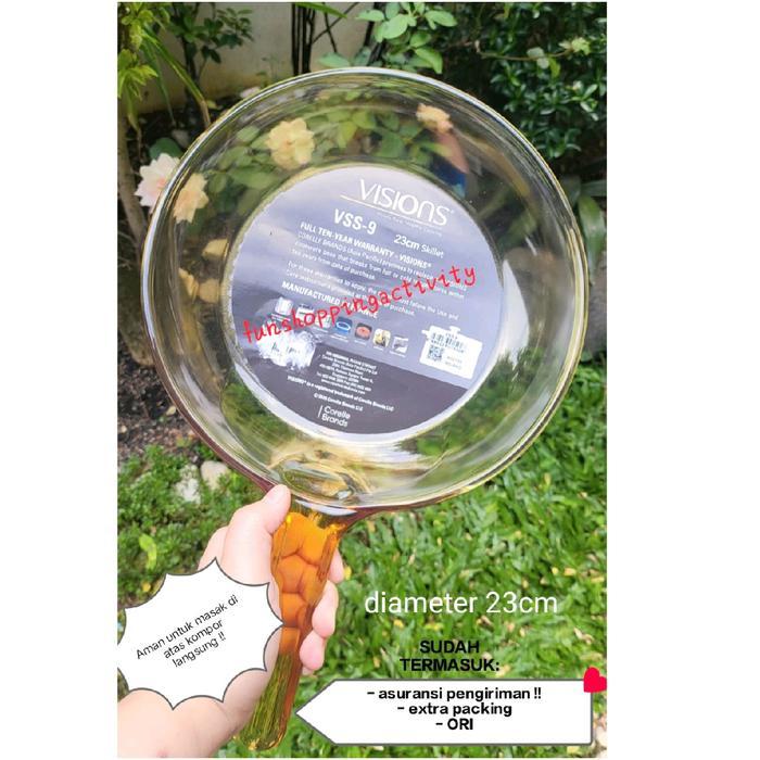 TERMURAH TERLARIS TERBARU TEFLON KACA WAJAN KACA VISIONS SKILLET 23CM HAPPY SHOPPING