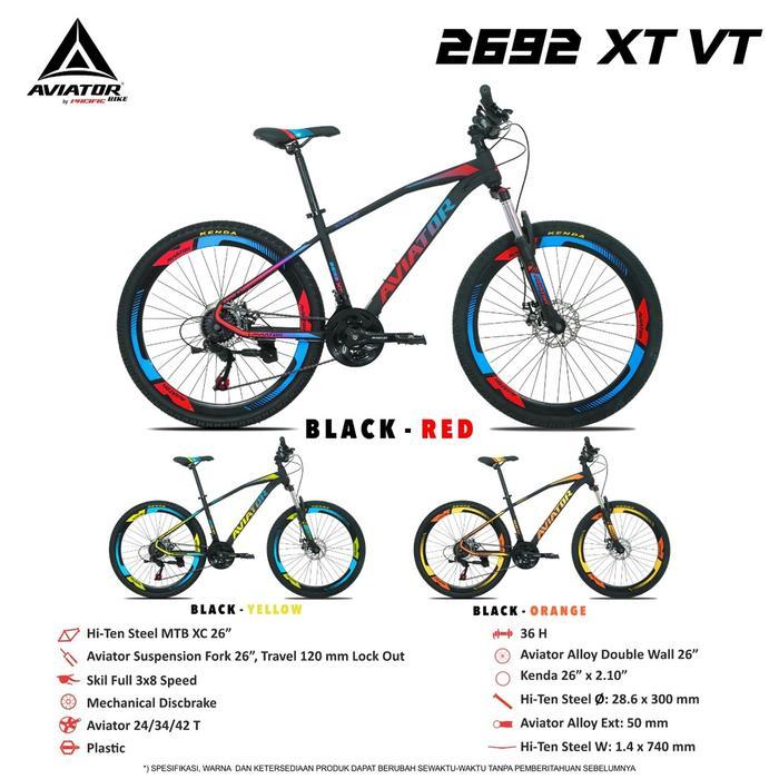 Sepeda Speda Sepedah Gunung Mtb Olahraga Anak Remaja Dewasa 26 Aviator 2689 AM VT Murah