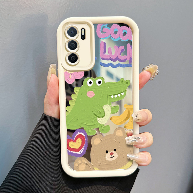 Casing Hp OPPO A16 OPPO A16s OPPO A54s Case Buaya Gaya kartun cat minyak Kasing Silikon Affordable K