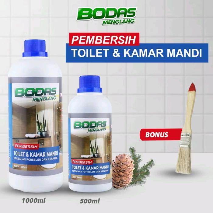 Promo Bodas Menclang Pembersih Kerak Toilet & Lantai Kamar Mandi 1000Ml & 500Ml Bonus Kuas
