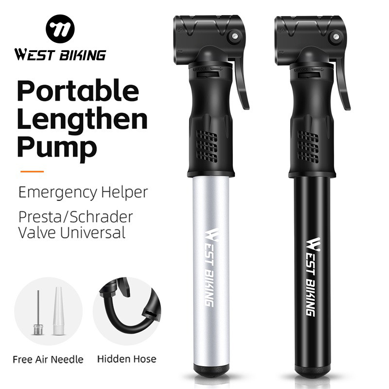 WEST BIKING Pump Aluminum Alloy Hand Air Pump Tire Inflator Shrader Presta Vae MTB Road yling Pump