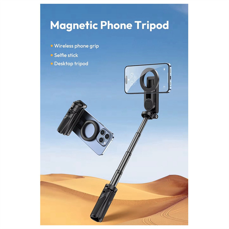 New JJ03 Magnetic Phone Tripod Wireless Phone Grip Selfie Stick Desktop Tripod For Iphone 16 15 14 1