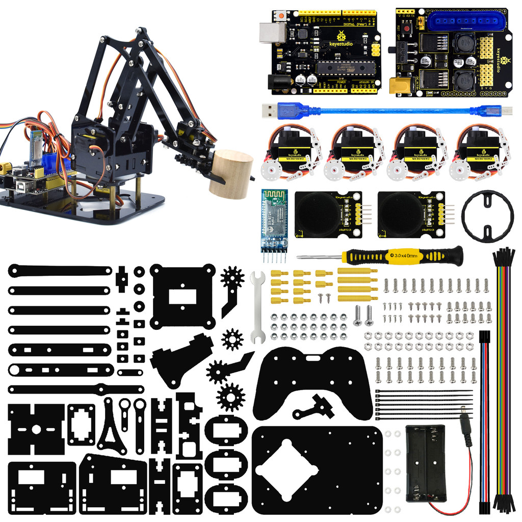 Keyestudio STEM 4DOF Robot Arm Kit Mehanial Arm law Kit ontrol For Arduino Robot Arm Kit DIY