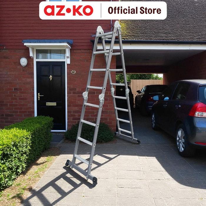 AZKO Krisbow Tangga Lipat Multifungsi 4x4 Step 4.13 Meter - Abu-abu Ladder Lipat Tangga Lipat Tangga