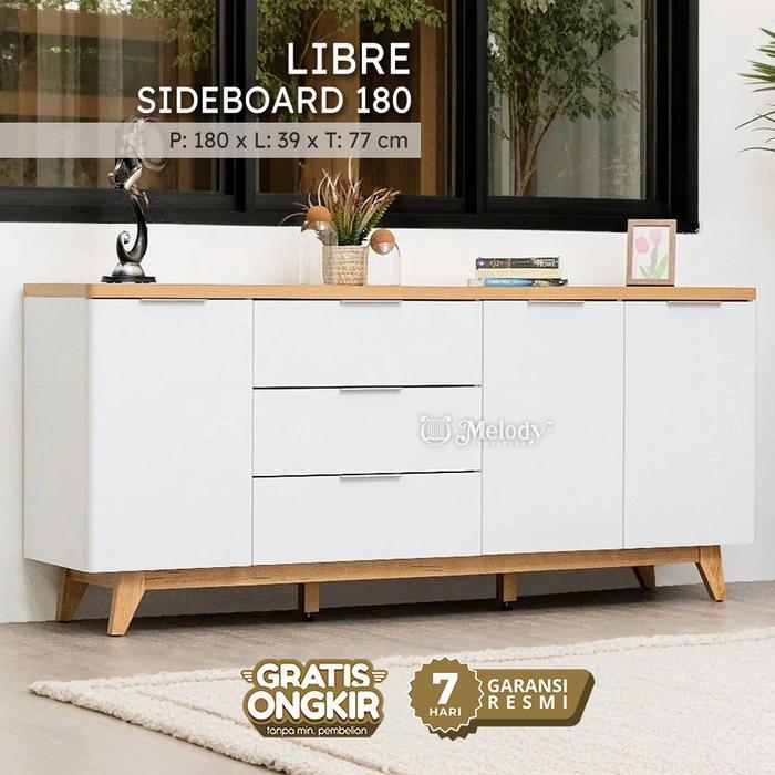 Melody Furniture - Sideboard Credenza Minimalis Laci Buffet Serbaguna Lemari Baju - Libre Sideboard 