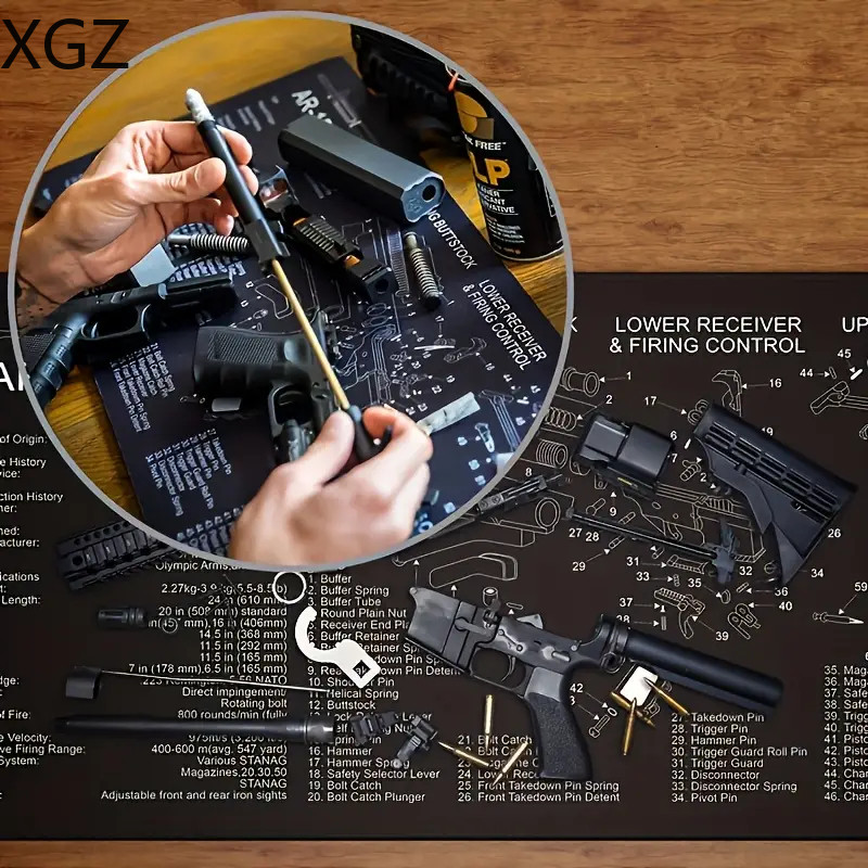 AR15 AK47 Remington 700 gun Cleaning Mouse Pad Parts Drawing Instructions Workbench desk mat Repair