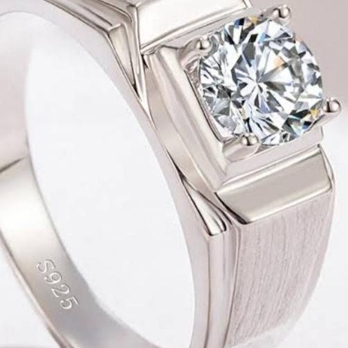 Cincin Pria Moissanite Diamond Asli. Custom Palladium /Perak /Emas