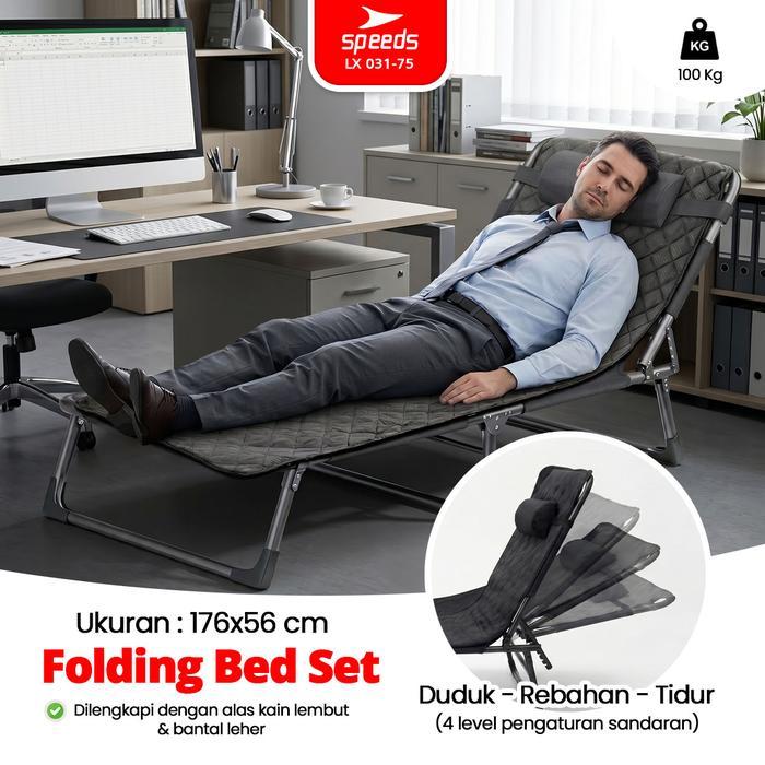SPEEDS Kursi Lipat Folding Bed Velbed Kursi Malas Foldable Kursi Tempat Tidur Lipat Kursi Malas