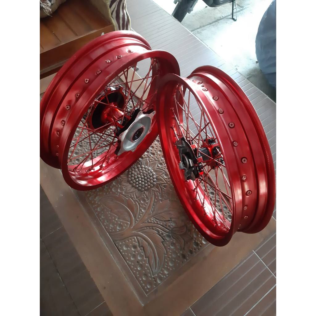 VELG SUPERMOTO CRF 150L WHEELSET SUPERMOTO CRF 150L 300/350 TANPA BAN