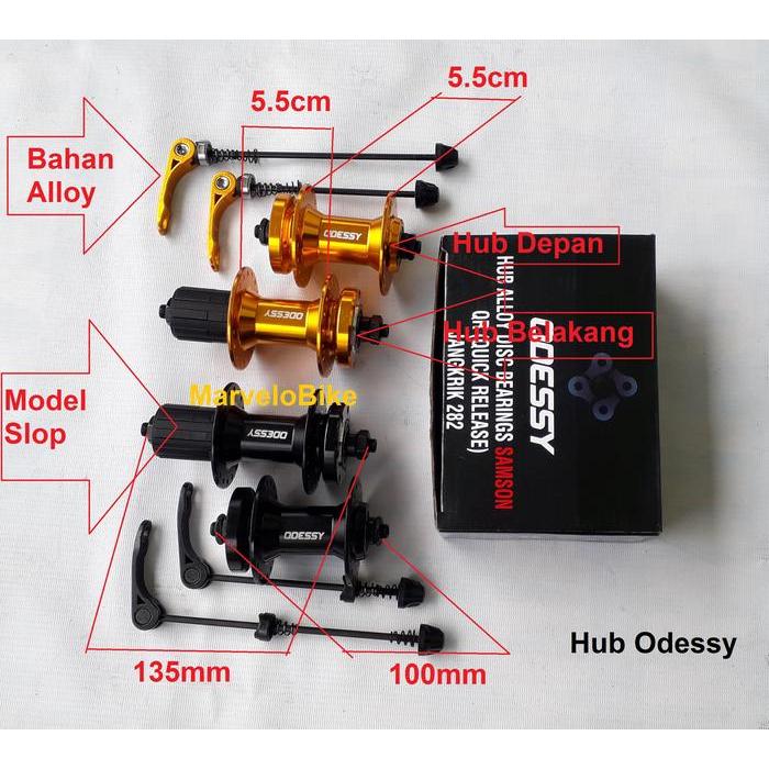 Hub Sepeda Odessy 36 Hole Bearing Alloy - Red / Gold