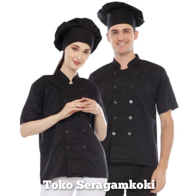 BAJU KOKI KANCING HITAM