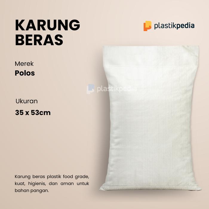 Karung Beras Plastik 10 Kg - Ukuran 35 X 53 cm Putih Polos (isi 50 pcs)