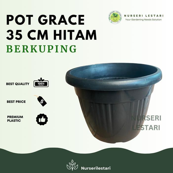 Pot Bunga Tanaman Grace 35 Hitam Berkuping