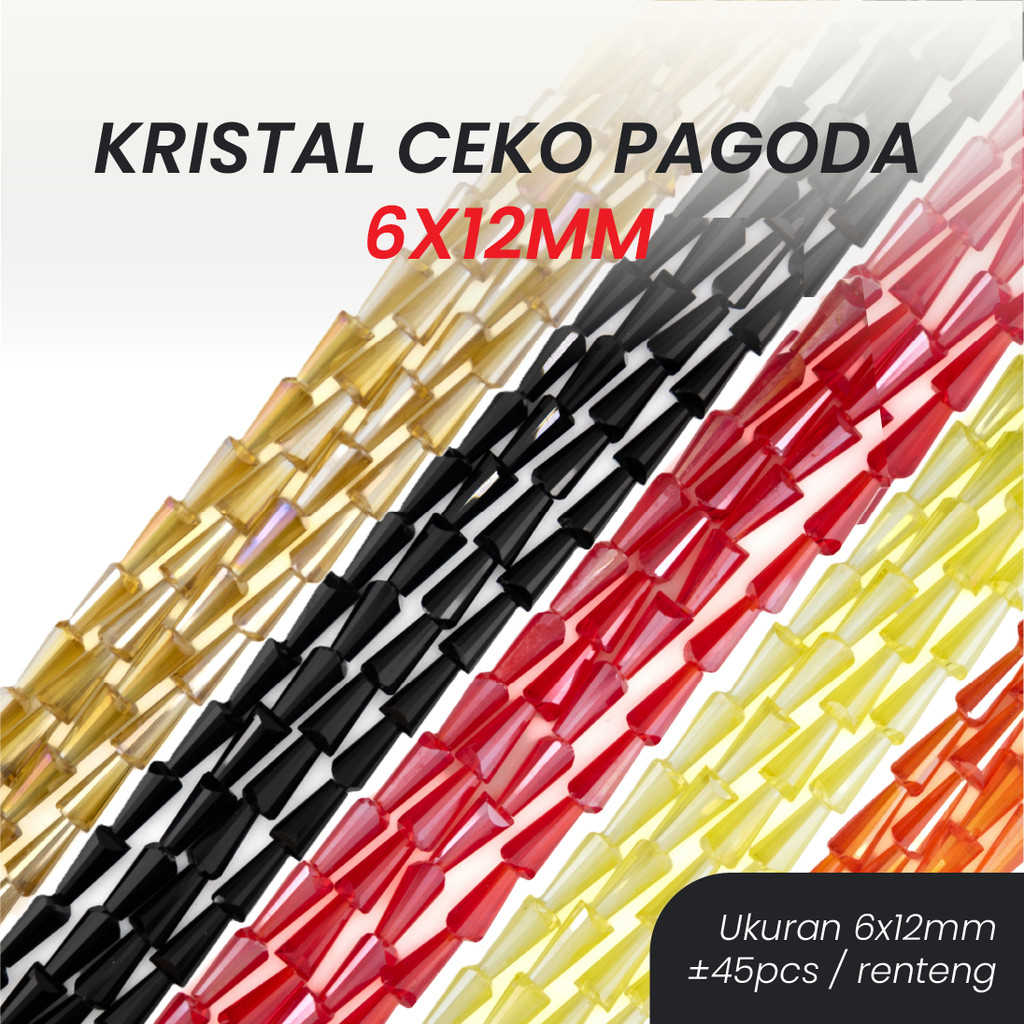 Kristal Ceko Pagoda 6x12mm | Kristal Ceko Terompet Ceko Terompet Manik Kristal Kaca Payet Baju Pesta