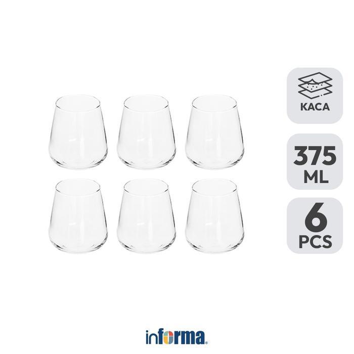 Informa Libbey Brilliance Gelas Wine Kaca 375 Ml Set 6 Pcs Transparan Wine Glass Stem Goblet Gelas