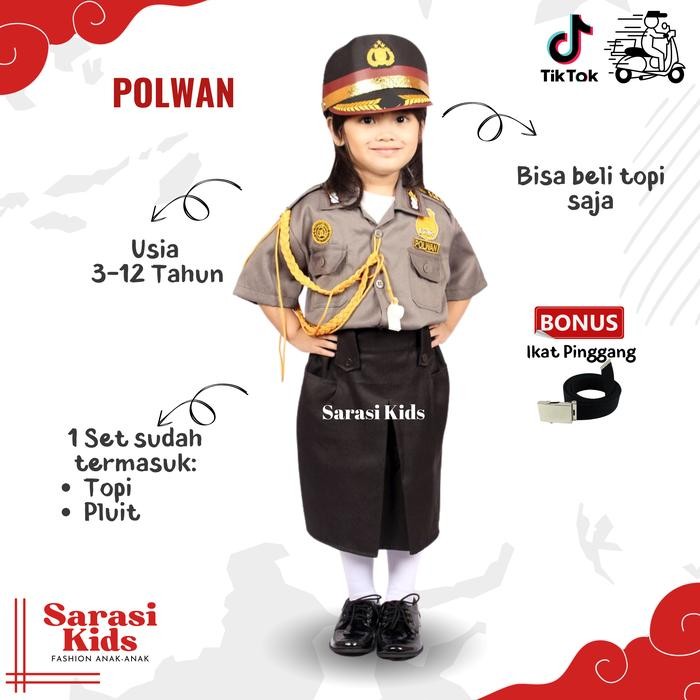 mitra Baju polisi polwan anak kostum polwan seragam polwan anak setelan polwan anak baju karnaval