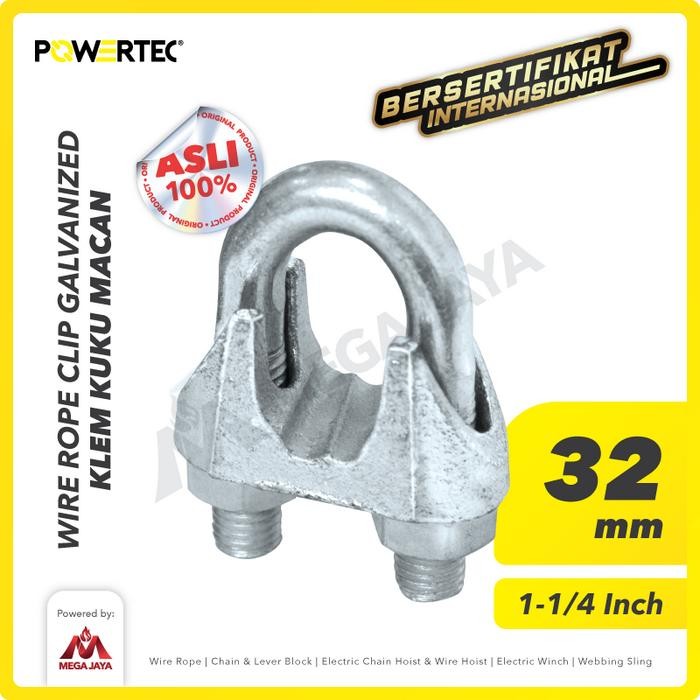 POWERTEC Wire Rope Clip / Klem Seling Kuku Macan Galv 30-32mm - 1-1/4"