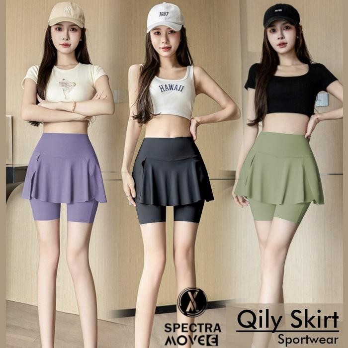 Rok olahraga QILY SKORT rok tennis badminton senam aerobic gym trampolin wanita Sport Aerobik