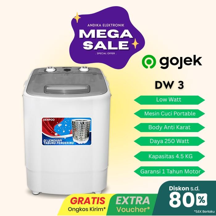 Ready Mesin Cuci Anak Kost Denpoo Mini DW 3 ( 3kg )
