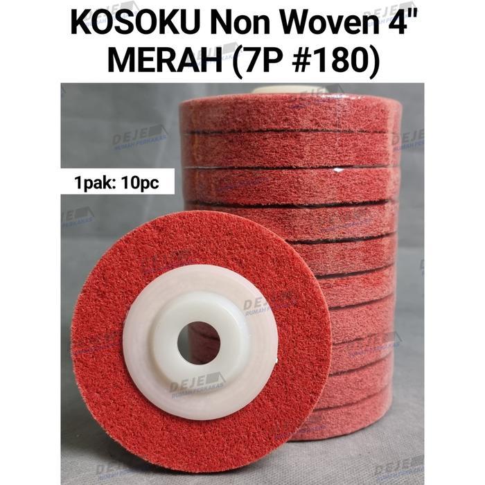 KOSOKU Non Woven Batu Gerinda Poles Asah Wheel Merah Stainless 4" Inch