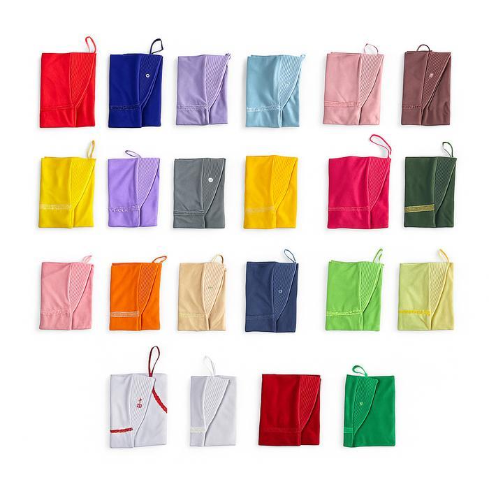 ORIGINAL Kerudung SD Putih Merah Coklat Bergo PREMIUM ANAK Muslim Sekolah Jilbab Serut Hitam Katun