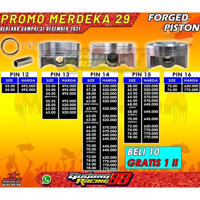 Langsung diproses Piston Forged Seher Brt Piston Brt 58 - 62 - 64.5 - 66 - 66 Tiger - 68 Gsx - 68