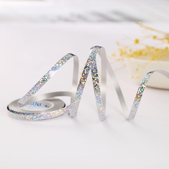 10M Laser Pita Ribbon Balon Rope Serut Hijau Emas Perak