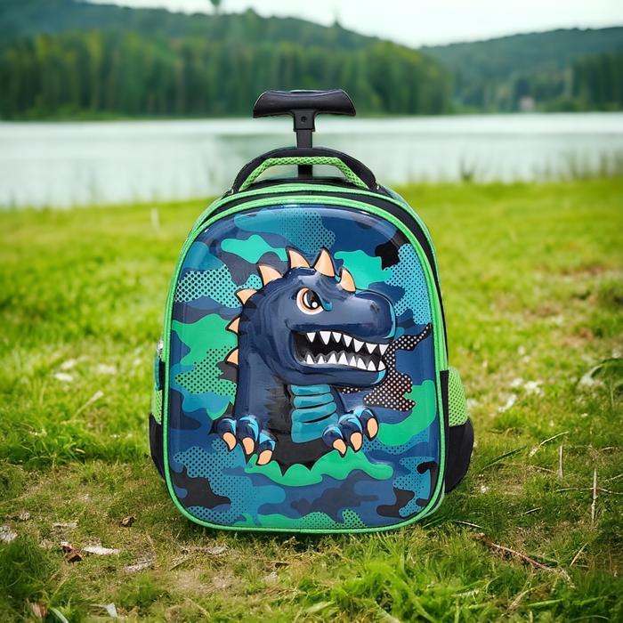 Tas Troli Anak Dinosaurus/ Tas Dorong Dino Tk/ Trolley Bag School Laki