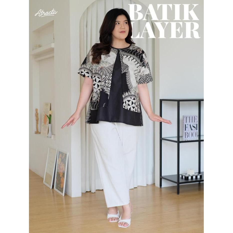 eyys- Atractiv Blouse Batik Jumbo Wanita Atasan Lengan Pendek Ld120 Ld130 Ld135 Ld142 Crepe