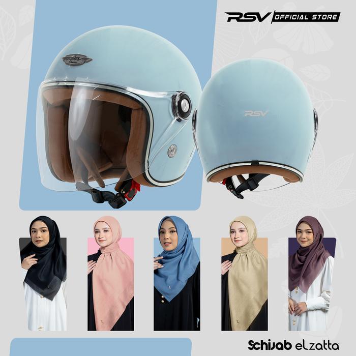 [Bundle Hijab Elzatta] RSV SC Hijab Retro Classic Helm Half Face - Baby Blue