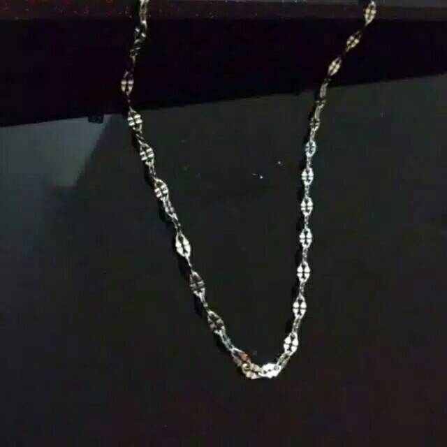 KALUNG TITANIUM MODEL PECAH KOPI SILVER FASHION PRIA - WANITA kalung titanium asli anti karat kalung