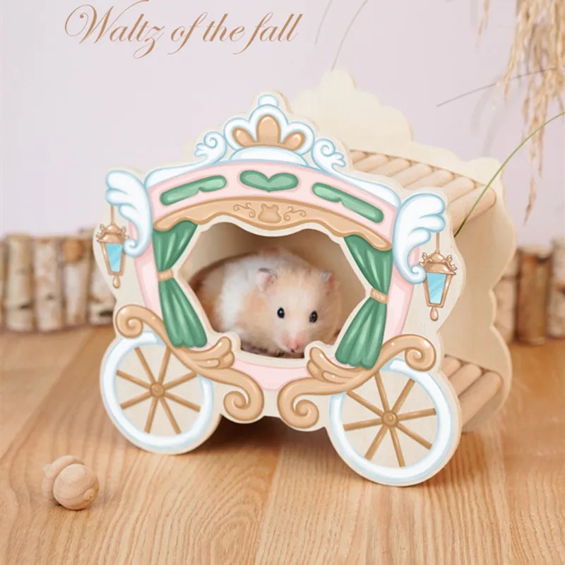 Romantic Autumn Series Wooden Hamster House Small Animal Cage Landscaping Rat Accesorios Hamsters To