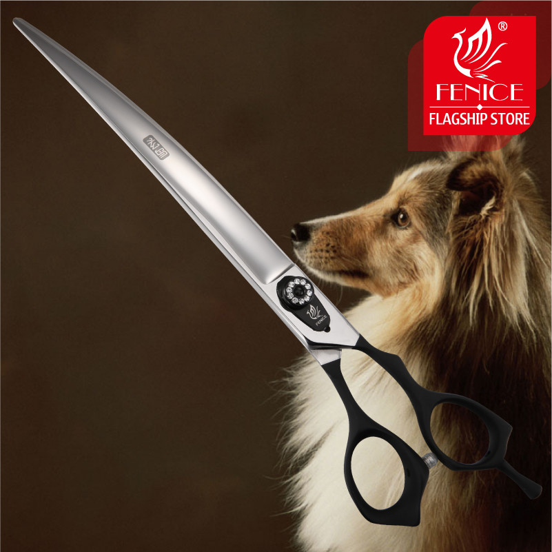 Fenice 7.5 9.0 inch Professional pet scissors for Dog Grooming Curved right hand shears