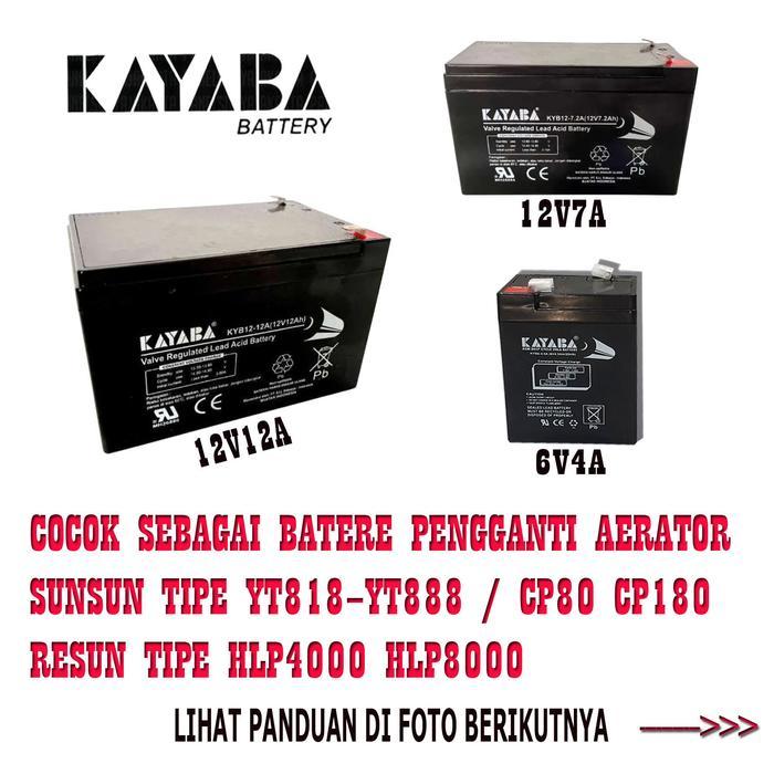 ACCU AKI KAYABA Batere Pengganti Aerator SUNSUN TIPE YT Dan CP Aerator Resun HLP Battery baterai