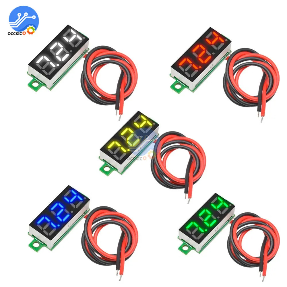 0.28 inch 0.28" 2 / 3 Wires Digital Voltmeter Blue/Red/Green/Yellow LED Display DC 0-100V DC 3.7-30V