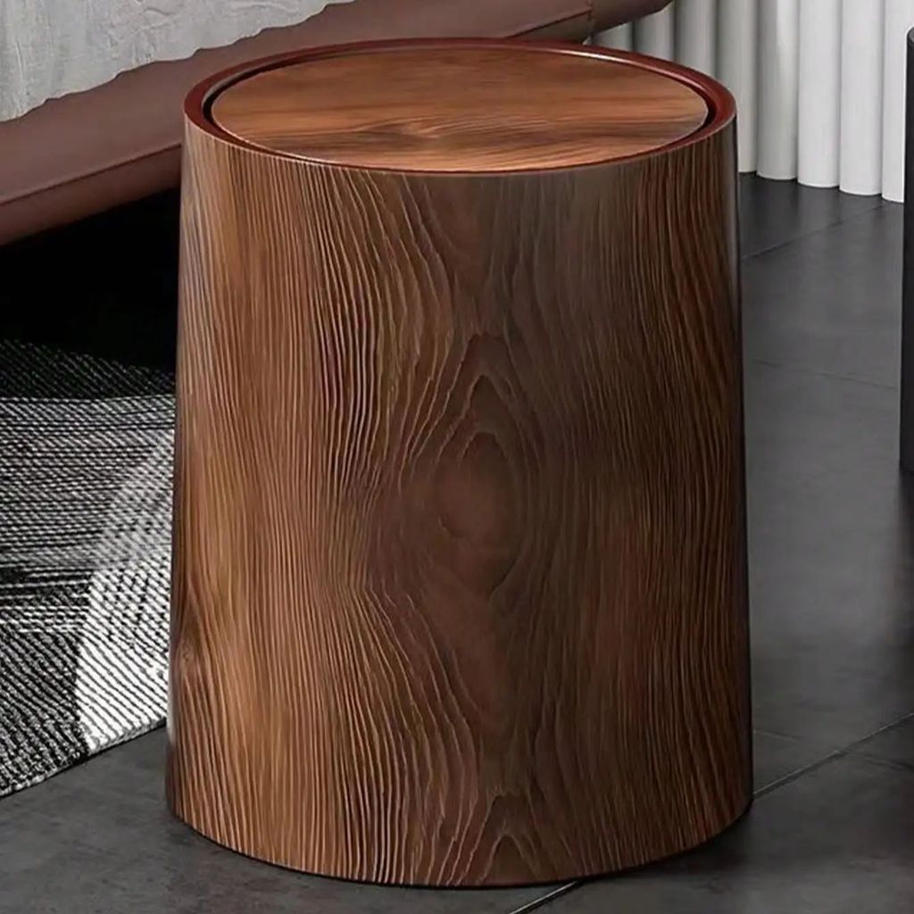 Retro Pp Plastics Wastebasket High-capacity Waterproof Trash Can Bathroom Recycle Bin Grain Kitchen