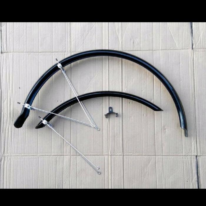 Fender Spakbor Sepeda 26 Chromoplastik Hitam Polos Glossy Solid Tiang Fender Sudah Stainless Lebar