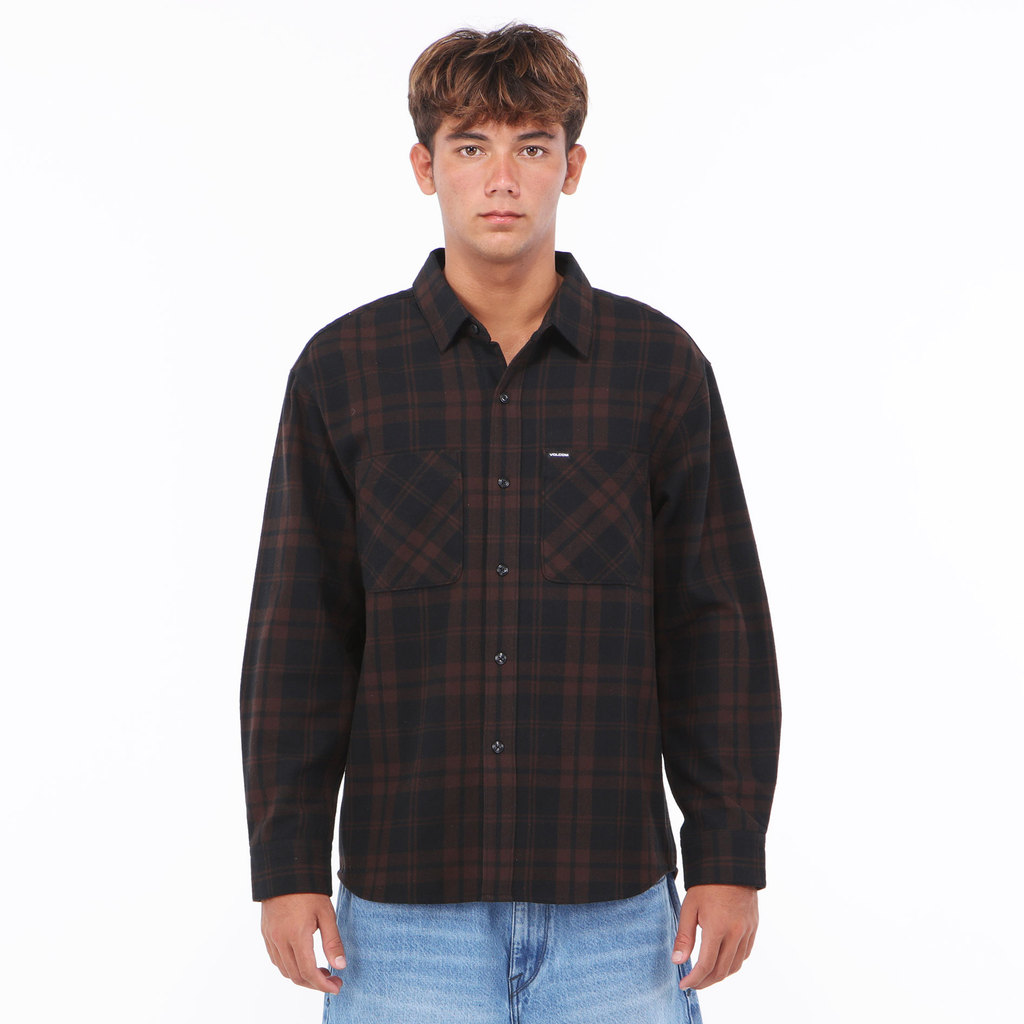 VOLCOM - MLH HUNKSTONE LONG SLEEVE SHIRT CACAO